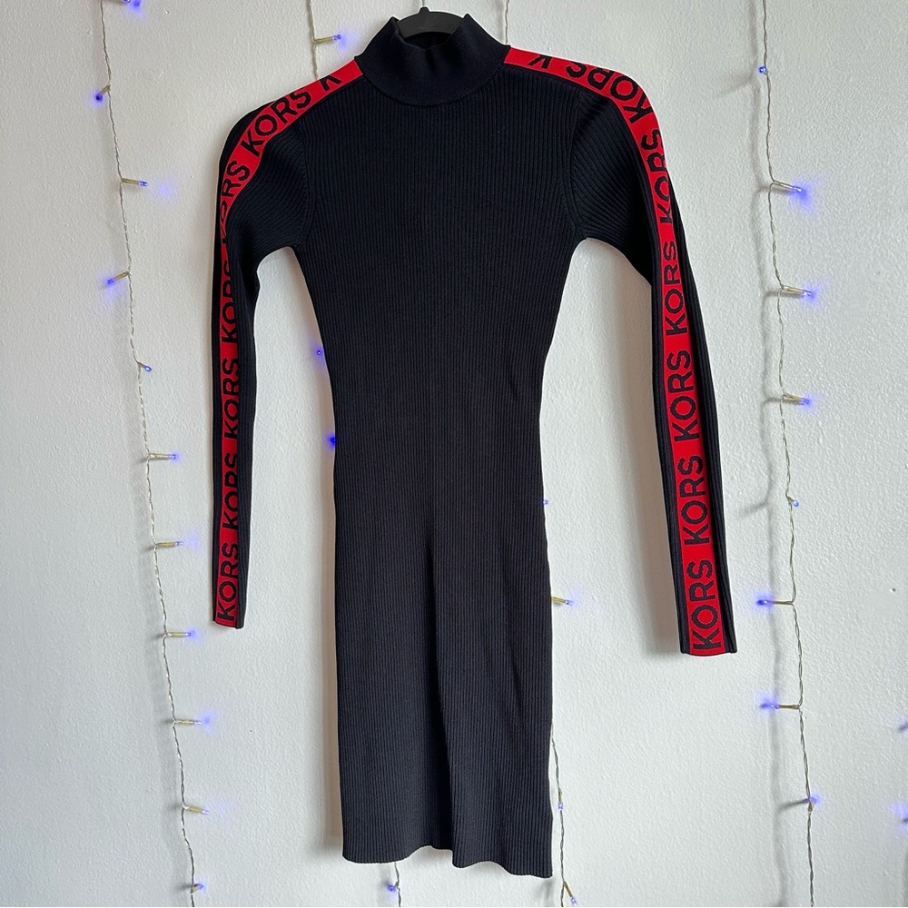 Michael Kors Black Dress with Red Accents